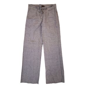BCBGMaxazria Women's Heather Gray Tahilia Linen Wide Leg Pants Size 6‎